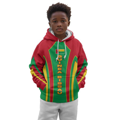 Guinea Bissau Kid Hoodie Red Green Yellow Stripe Design and Black Star - African Pride