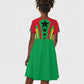 Guinea Bissau Kid Short Sleeve Dress Red Green Yellow Stripe Design and Black Star - African Pride