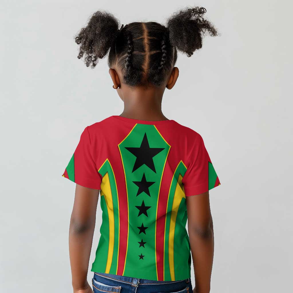Guinea Bissau Kid T shirt Red Green Yellow Stripe Design and Black Star - African Pride