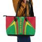 Guinea Bissau Leather Tote Bag Red Green Yellow Stripe Design and Black Star - African Pride