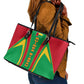 Guinea Bissau Leather Tote Bag Red Green Yellow Stripe Design and Black Star - African Pride