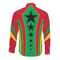 Guinea Bissau Long Sleeve Button Shirt Red Green Yellow Stripe Design and Black Star - African Pride