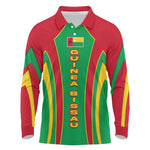 Guinea Bissau Long Sleeve Polo Shirt Red Green Yellow Stripe Design and Black Star - African Pride