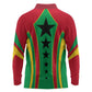 Guinea Bissau Long Sleeve Polo Shirt Red Green Yellow Stripe Design and Black Star - African Pride