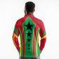 Guinea Bissau Long Sleeve Polo Shirt Red Green Yellow Stripe Design and Black Star - African Pride