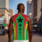 Guinea Bissau Men Tank Top Red Green Yellow Stripe Design and Black Star - African Pride