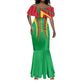Guinea Bissau Mermaid Dress Red Green Yellow Stripe Design and Black Star - African Pride