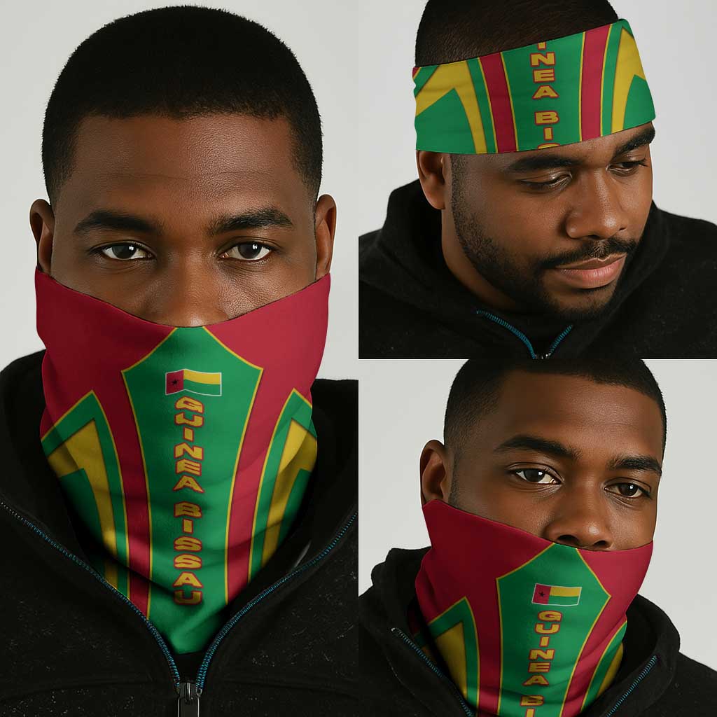 Guinea Bissau Neck Gaiter Red Green Yellow Stripe Design and Black Star - African Pride