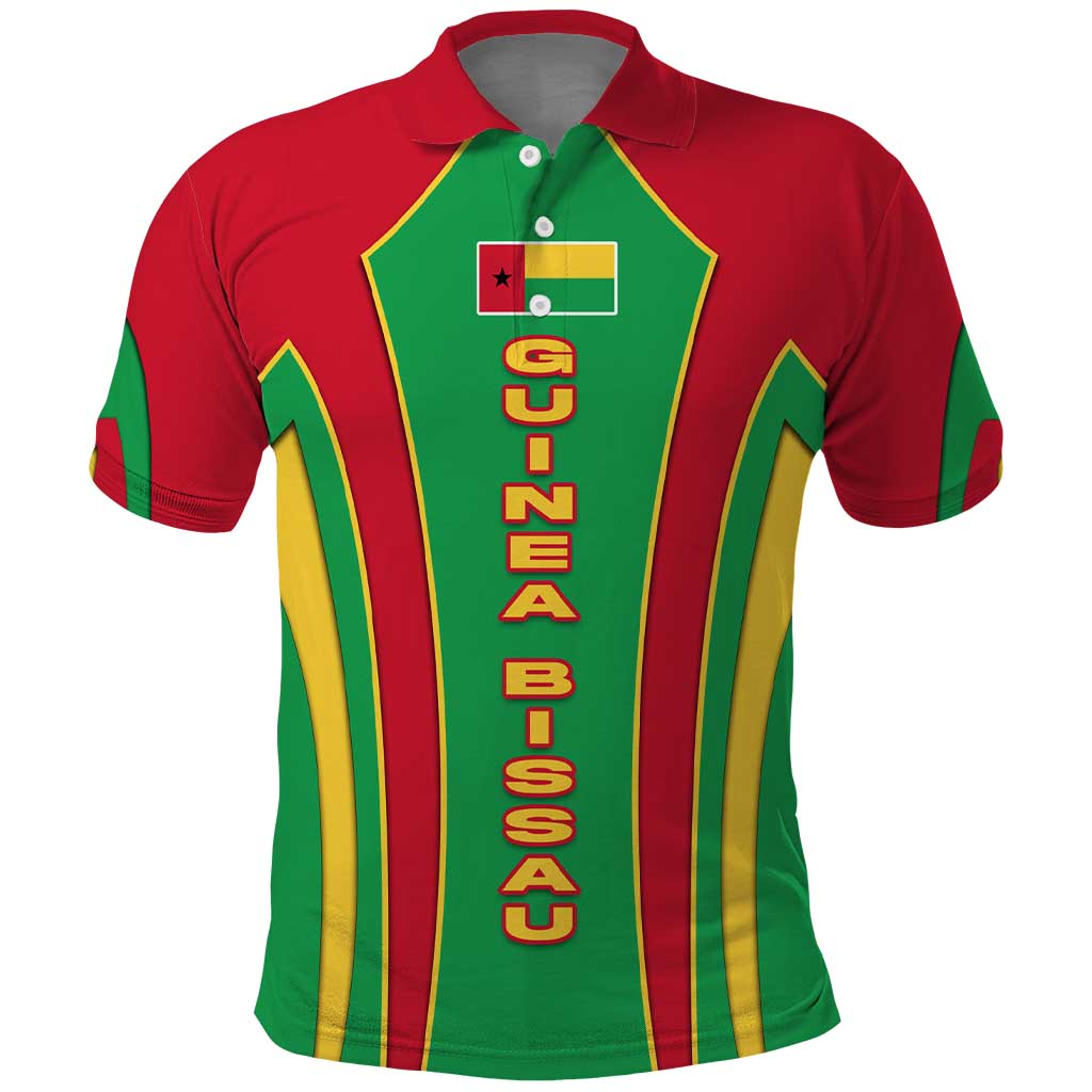 Guinea Bissau Polo Shirt Red Green Yellow Stripe Design and Black Star - African Pride