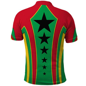 Guinea Bissau Polo Shirt Red Green Yellow Stripe Design and Black Star - African Pride