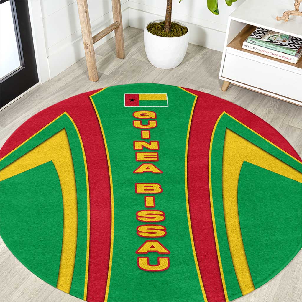 Guinea Bissau Round Carpet Red Green Yellow Stripe Design and Black Star - African Pride
