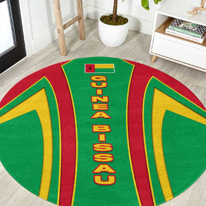 Guinea Bissau Round Carpet Red Green Yellow Stripe Design and Black Star - African Pride