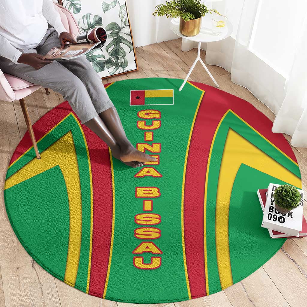 Guinea Bissau Round Carpet Red Green Yellow Stripe Design and Black Star - African Pride