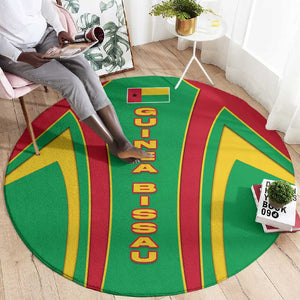 Guinea Bissau Round Carpet Red Green Yellow Stripe Design and Black Star - African Pride