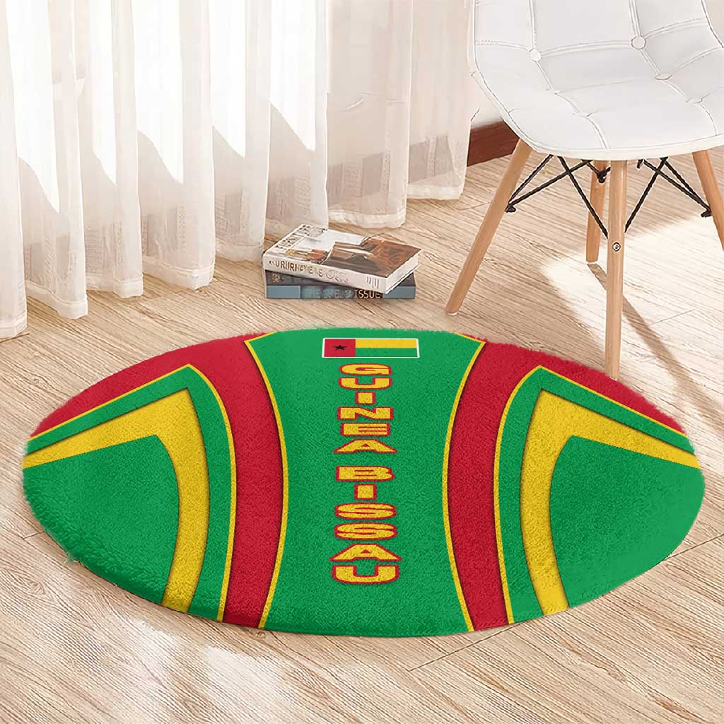 Guinea Bissau Round Carpet Red Green Yellow Stripe Design and Black Star - African Pride
