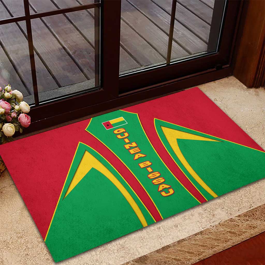 Guinea Bissau Rubber Doormat Red Green Yellow Stripe Design and Black Star - African Pride