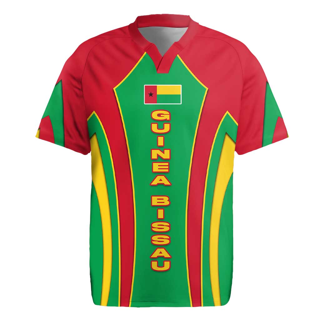Guinea Bissau Rugby Jersey Red Green Yellow Stripe Design and Black Star - African Pride