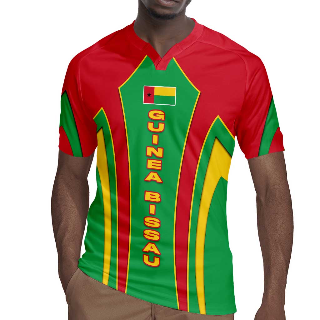 Guinea Bissau Rugby Jersey Red Green Yellow Stripe Design and Black Star - African Pride