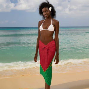 Guinea Bissau Sarong Red Green Yellow Stripe Design and Black Star - African Pride