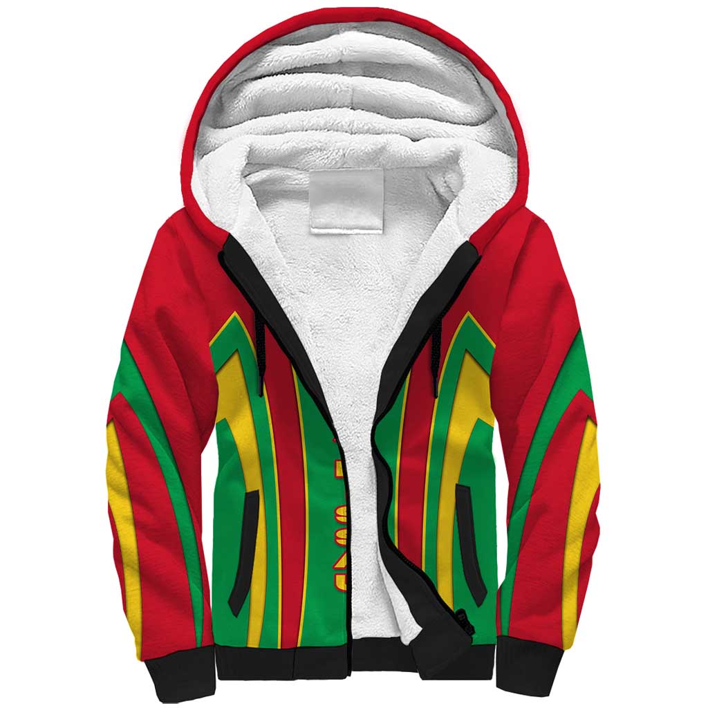 Guinea Bissau Sherpa Hoodie Red Green Yellow Stripe Design and Black Star - African Pride