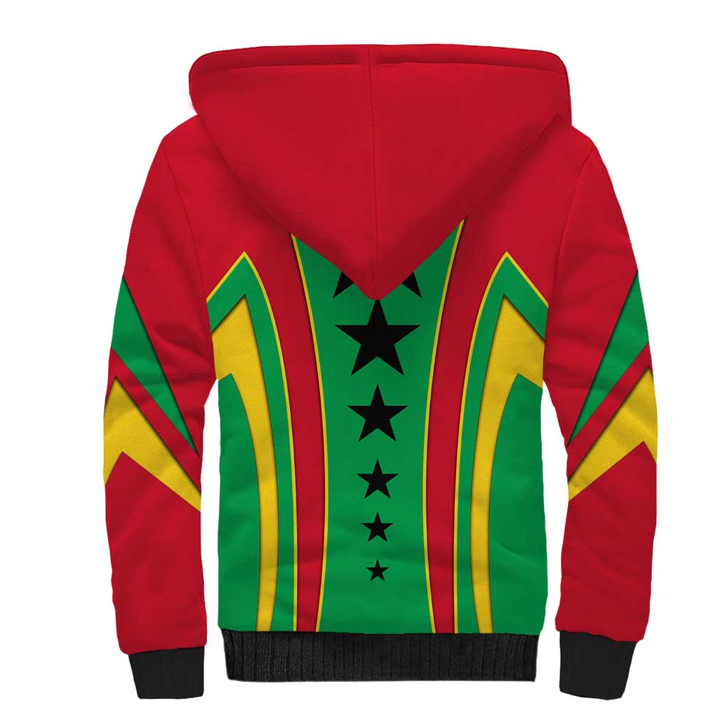 Guinea Bissau Sherpa Hoodie Red Green Yellow Stripe Design and Black Star - African Pride