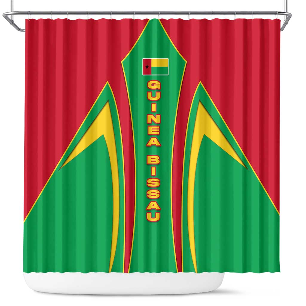 Guinea Bissau Shower Curtain Red Green Yellow Stripe Design and Black Star - African Pride