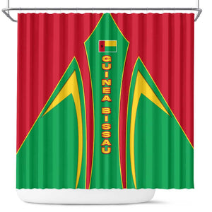 Guinea Bissau Shower Curtain Red Green Yellow Stripe Design and Black Star - African Pride