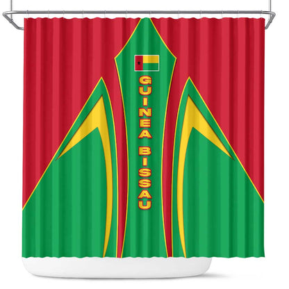 Guinea Bissau Shower Curtain Red Green Yellow Stripe Design and Black Star - African Pride