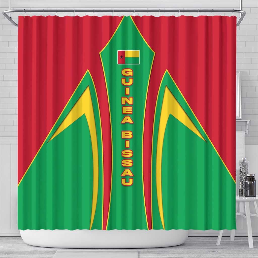 Guinea Bissau Shower Curtain Red Green Yellow Stripe Design and Black Star - African Pride