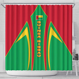 Guinea Bissau Shower Curtain Red Green Yellow Stripe Design and Black Star - African Pride