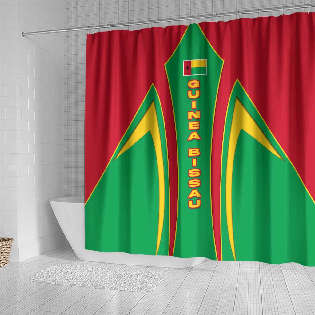 Guinea Bissau Shower Curtain Red Green Yellow Stripe Design and Black Star - African Pride