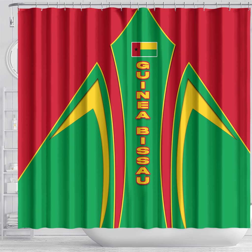 Guinea Bissau Shower Curtain Red Green Yellow Stripe Design and Black Star - African Pride