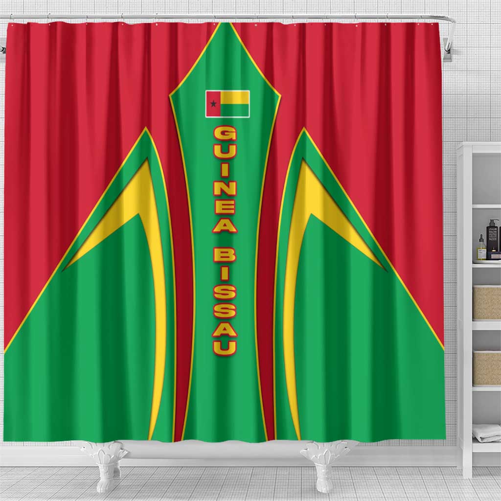 Guinea Bissau Shower Curtain Red Green Yellow Stripe Design and Black Star - African Pride