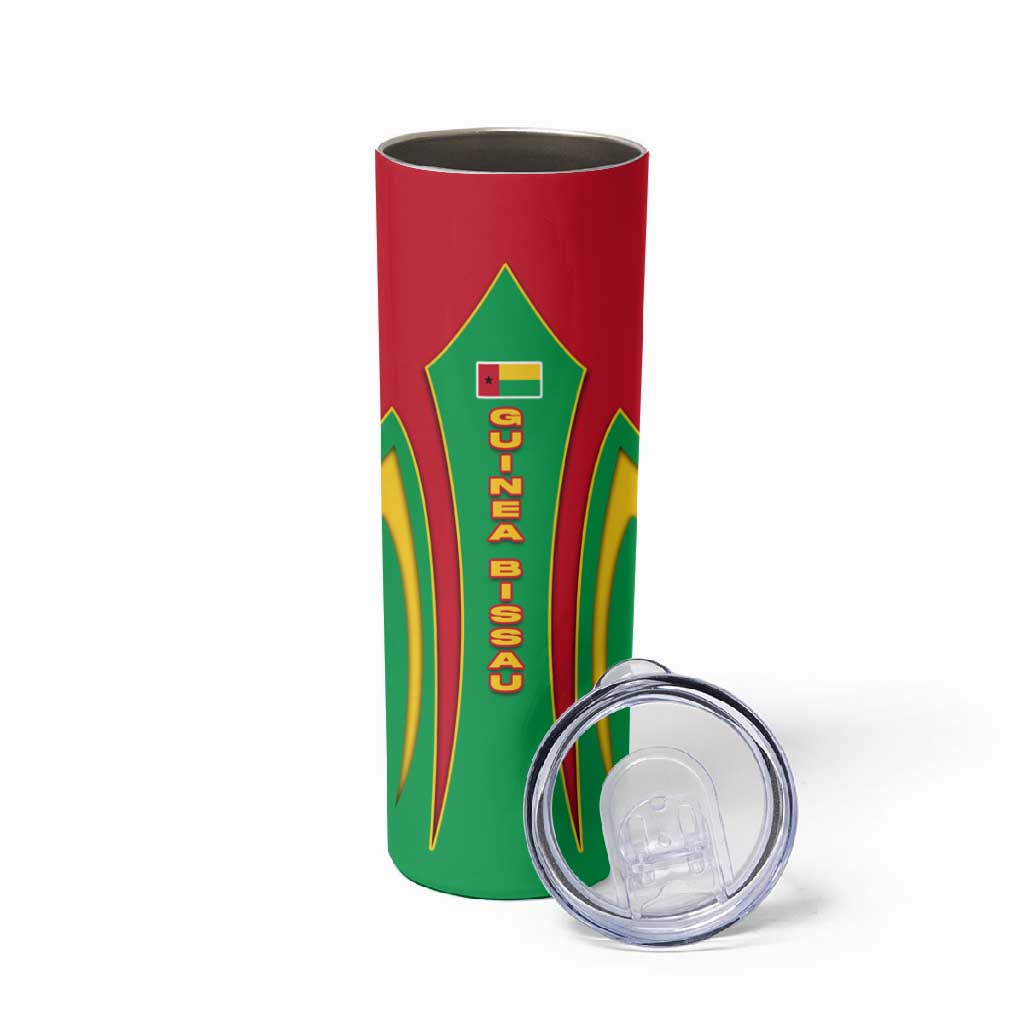 Guinea Bissau Skinny Tumbler Red Green Yellow Stripe Design and Black Star - African Pride