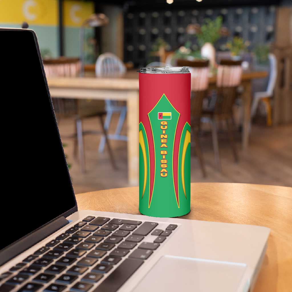 Guinea Bissau Skinny Tumbler Red Green Yellow Stripe Design and Black Star - African Pride