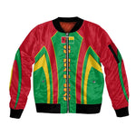 Guinea Bissau Sleeve Zip Bomber Jacket Red Green Yellow Stripe Design and Black Star - African Pride