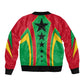 Guinea Bissau Sleeve Zip Bomber Jacket Red Green Yellow Stripe Design and Black Star - African Pride