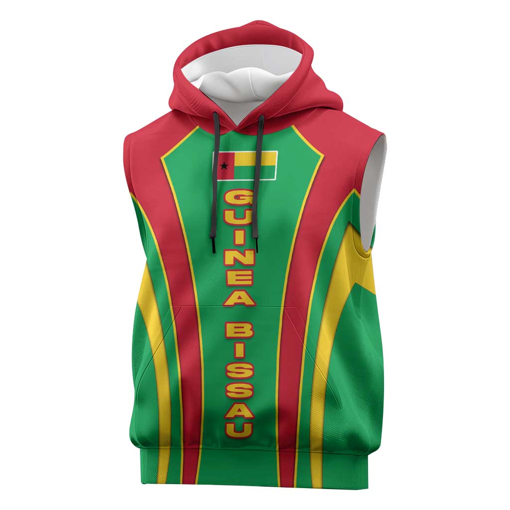 Guinea Bissau Sleeveless Hoodie Red Green Yellow Stripe Design and Black Star - African Pride
