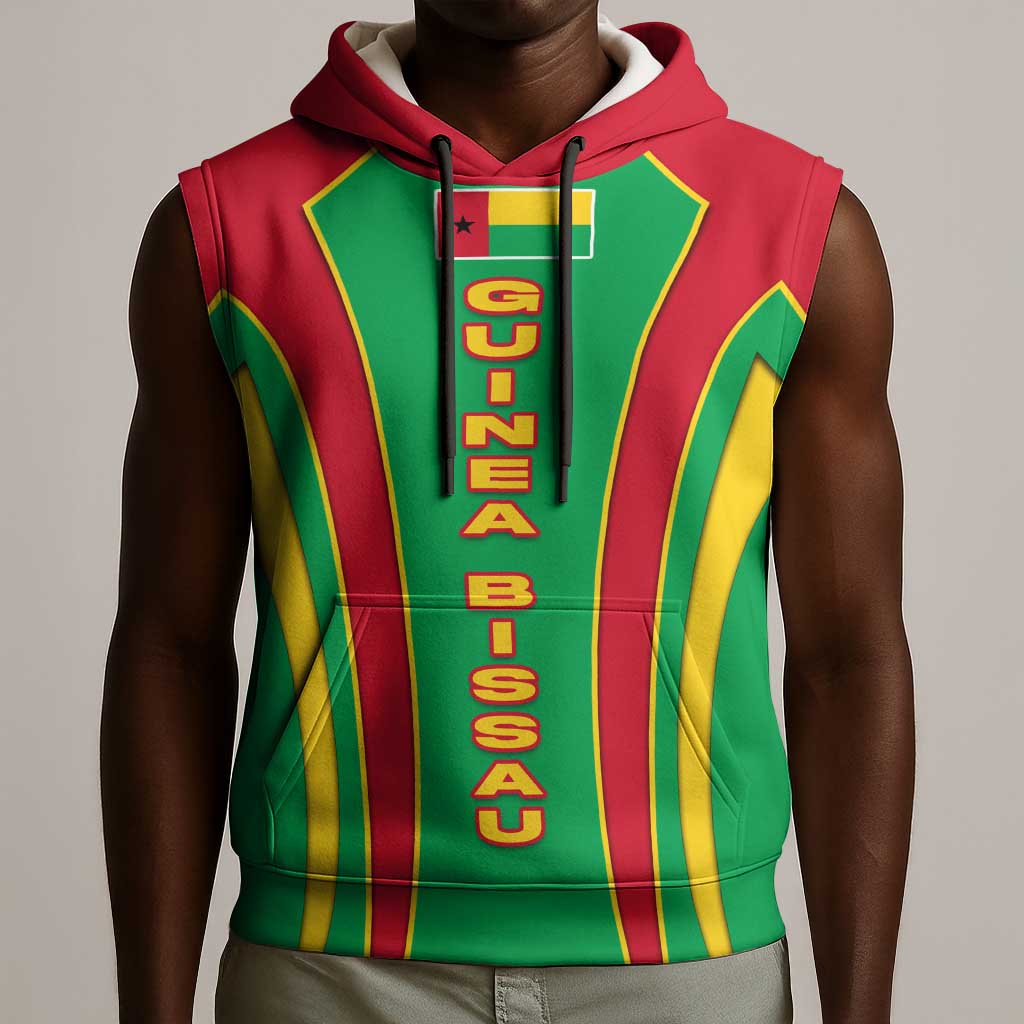 Guinea Bissau Sleeveless Hoodie Red Green Yellow Stripe Design and Black Star - African Pride