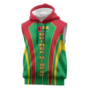 Guinea Bissau Sleeveless Zip Hoodie Red Green Yellow Stripe Design and Black Star - African Pride