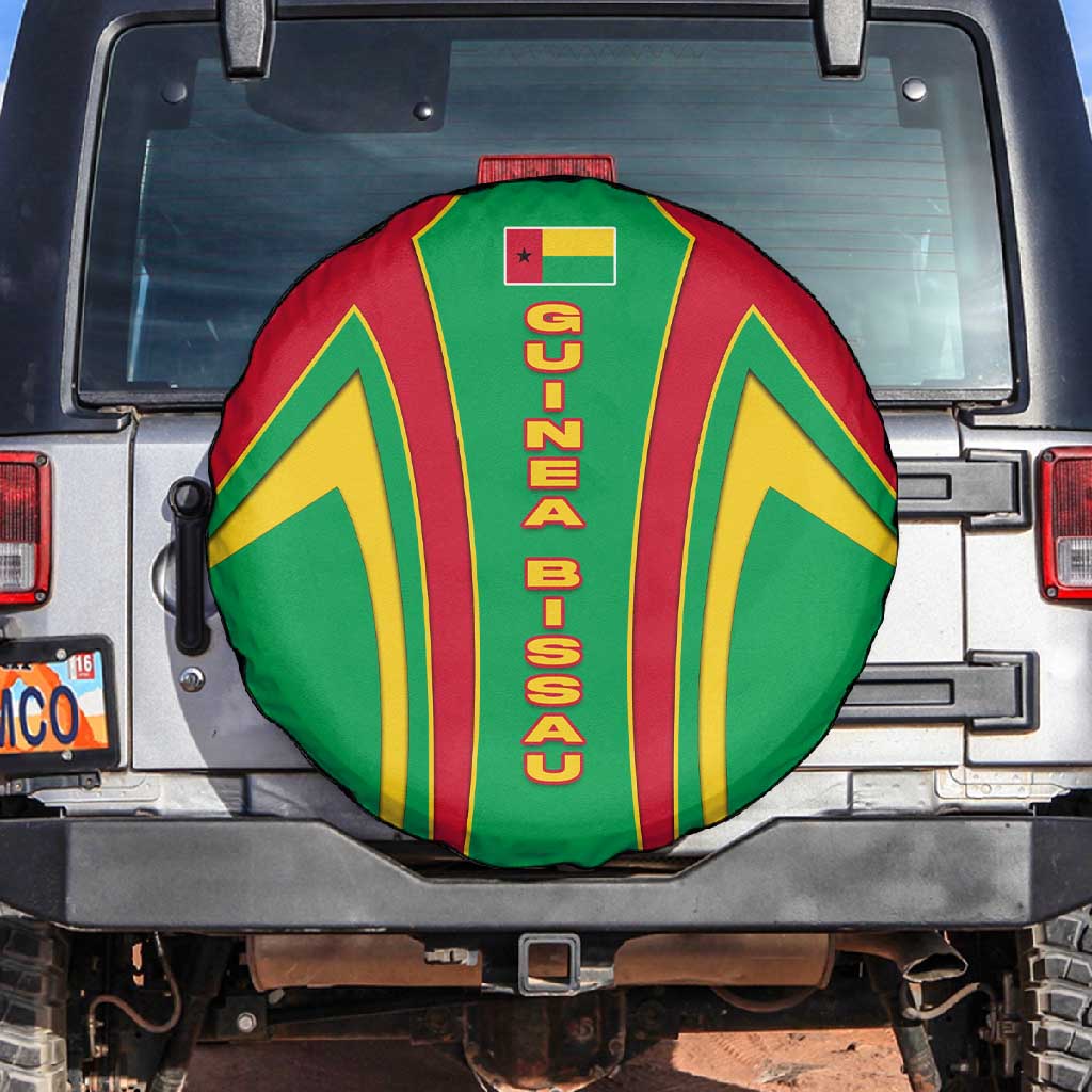 Guinea Bissau Spare Tire Cover Red Green Yellow Stripe Design and Black Star - African Pride