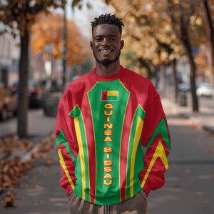 Guinea Bissau Sweatshirt Red Green Yellow Stripe Design and Black Star - African Pride