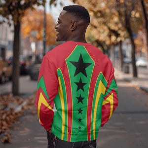 Guinea Bissau Sweatshirt Red Green Yellow Stripe Design and Black Star - African Pride