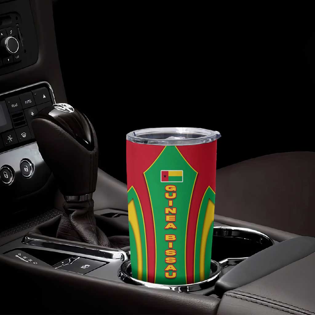 Guinea Bissau Tumbler Cup Red Green Yellow Stripe Design and Black Star - African Pride