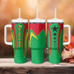 Guinea Bissau Tumbler With Handle Red Green Yellow Stripe Design and Black Star - African Pride