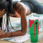 Guinea Bissau Tumbler With Handle Red Green Yellow Stripe Design and Black Star - African Pride