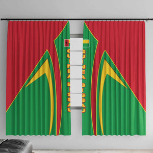 Guinea Bissau Window Curtain Red Green Yellow Stripe Design and Black Star - African Pride