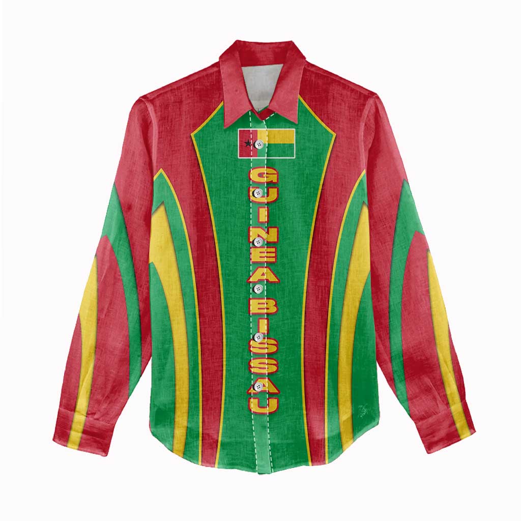 Guinea Bissau Women Casual Shirt Red Green Yellow Stripe Design and Black Star - African Pride