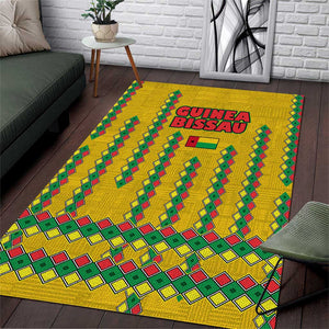 Guinea Bissau Area Rug Yellow Tribal Geometric Design and National Flag - African Pride