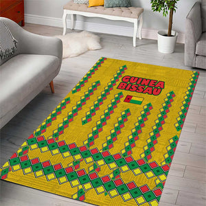 Guinea Bissau Area Rug Yellow Tribal Geometric Design and National Flag - African Pride